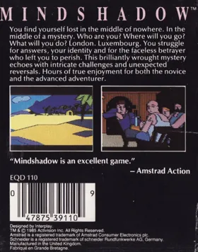 Mindshadow (UK) (1986) box cover back